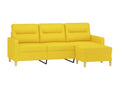 3-seater sofa with footrest, light yellow, 180 cm, fabric, 26956MGBZ