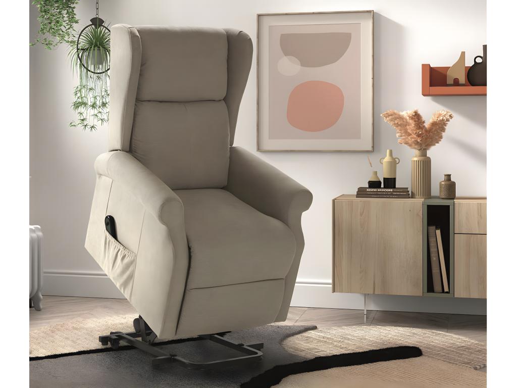 Nidchicshop 2-Motor Electric Reclining and Lift Chair in Beige Fabric - 13958ZKDV