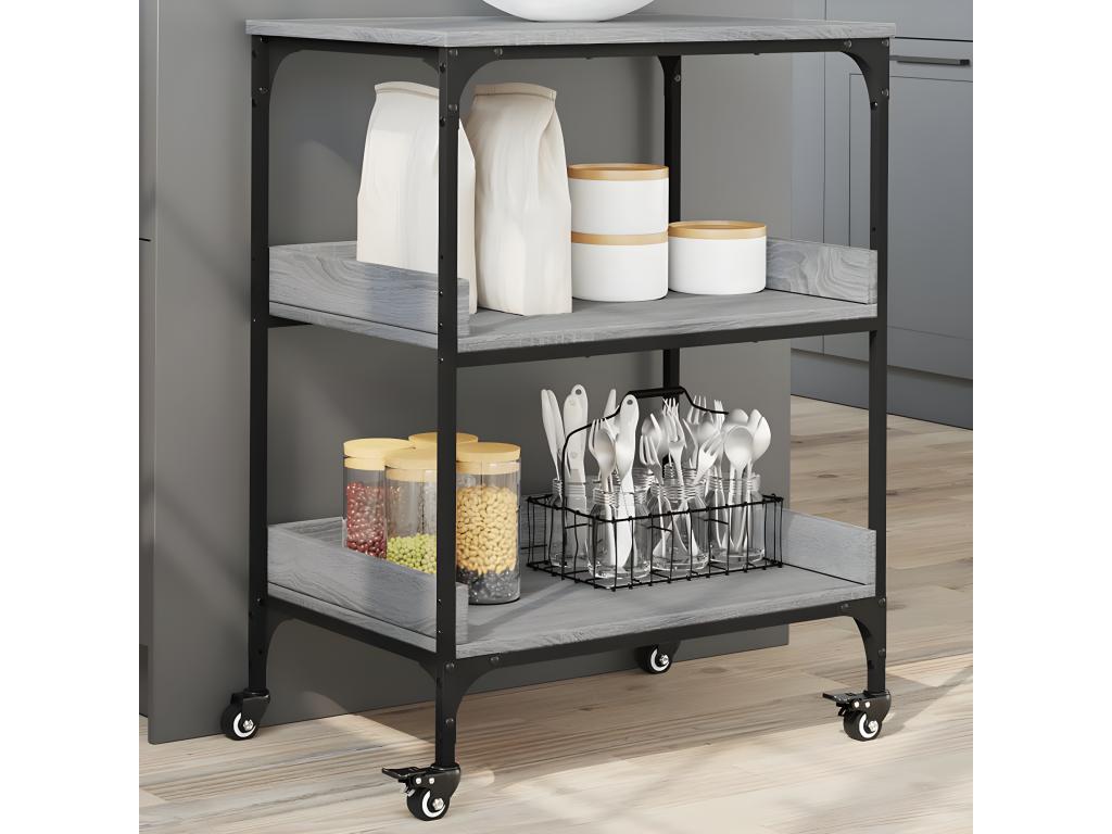 Nidchicshop kitchen trolley, grey, 60x41x80.5 cm, engineered wood, 95551JFJL