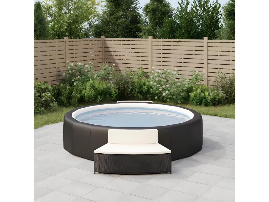 Nidchicshop - Spa benches with cushions, set of 2, black woven resin 03801XFMO