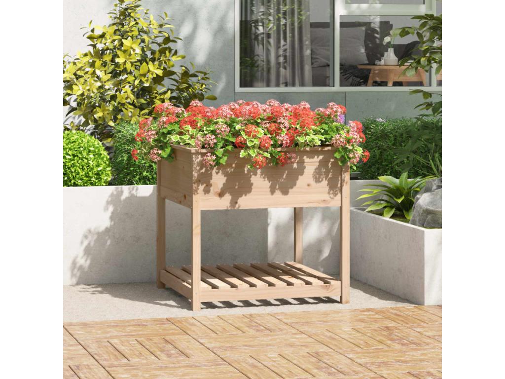 Planter with shelf 82.5x82.5x81 Solid pine wood 58651CMSB