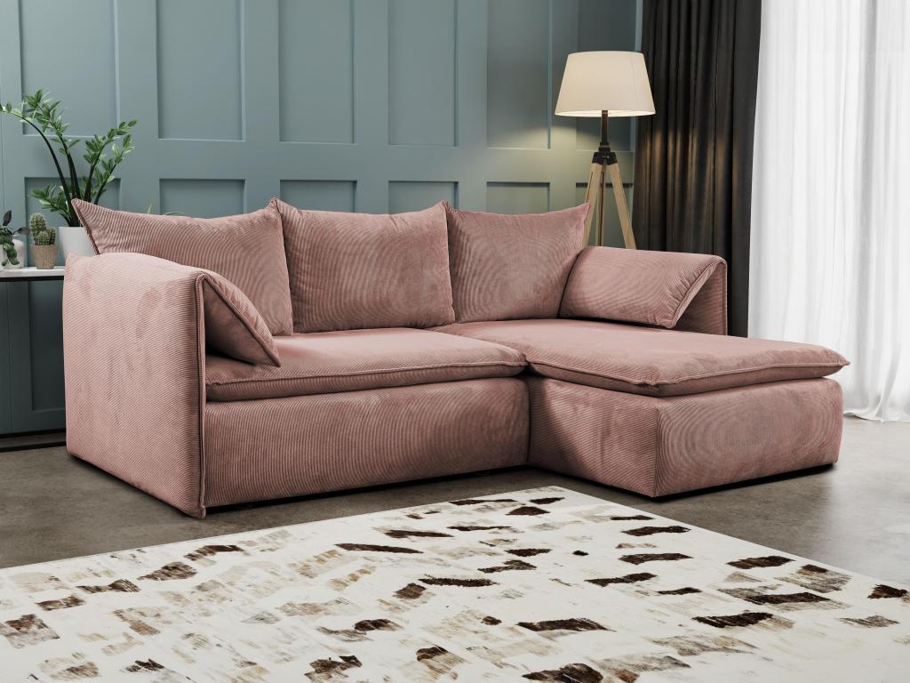 Calmetop 44668RJEB Right-Hand Corner Sofa Bed in Pink Corduroy
