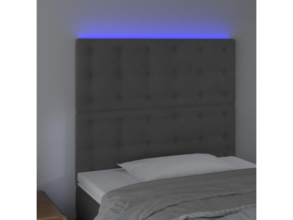LED Headboard, Dark Grey, 80x5x118/128 cm, Velvet, 74819IAXS