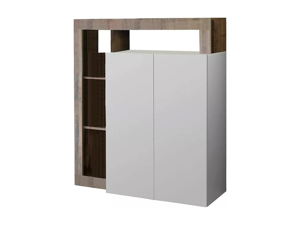 Calmetop Sideboard, Living Room Buffet, Kitchen Pantry, Made in Italy, 108x42x127 cm, Glossy White, Calmetop 28671BMQX