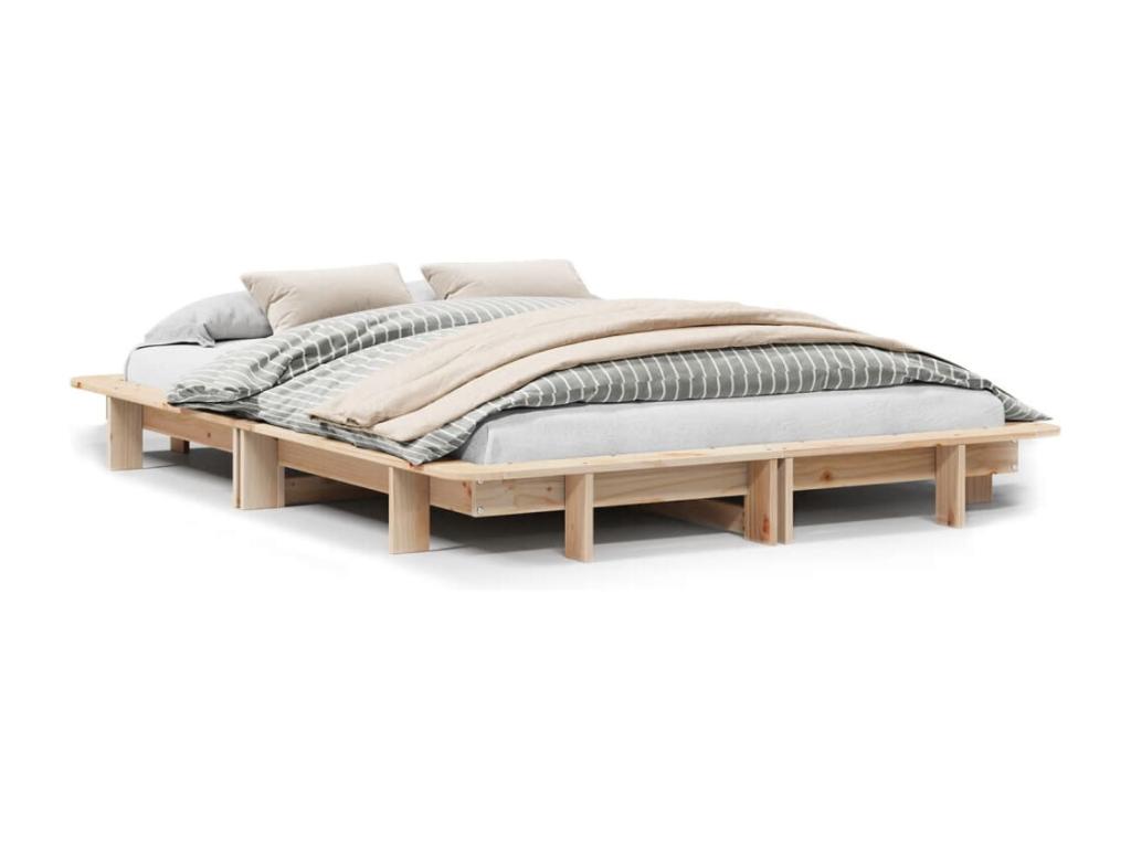Bed frame without mattress 140x190 cm solid pine wood 62529WOIJ