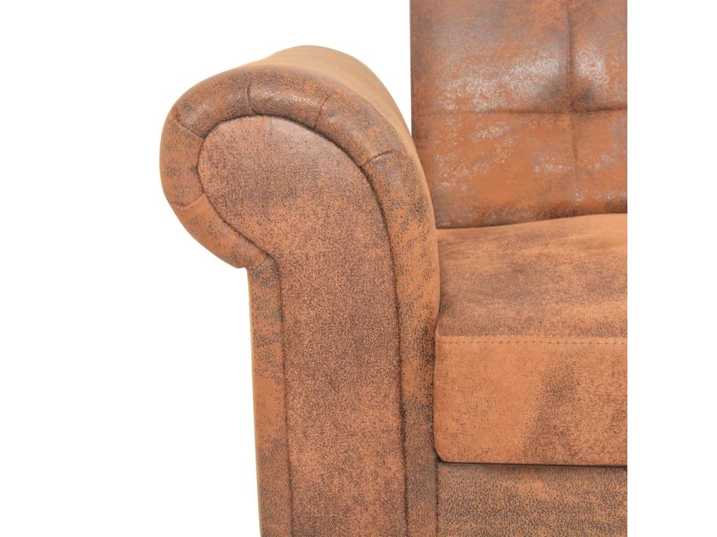 Convertible sofa bed with armrest, faux suede, brown, 89034ZOSD