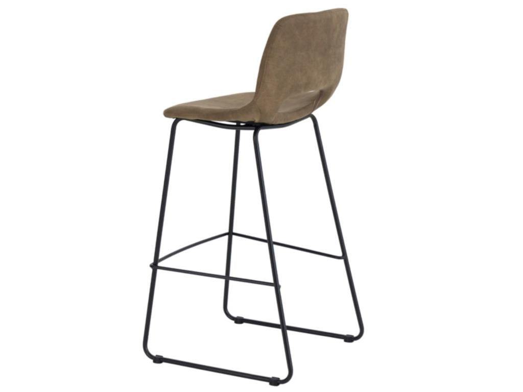 Nidchicshop faux leather polyester bar stool with metal legs - Brown - Seat height 65 cm 73644LMUH