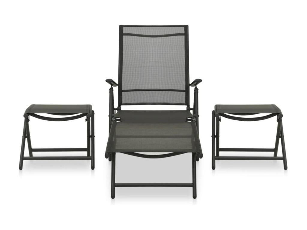 3-piece garden furniture set in black textilene and aluminum 51094LVPG