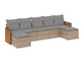 7-piece garden furniture set with cushions, beige woven resin, 80526NVPX