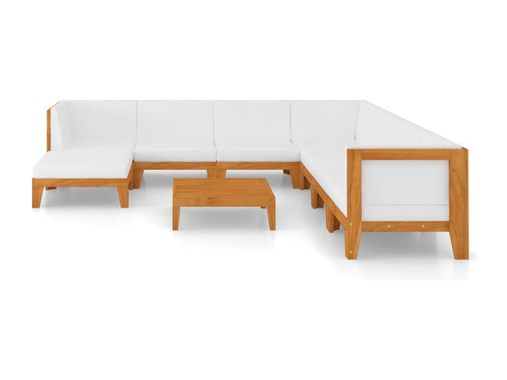 9-piece garden furniture set with cushions, solid Calmetop wood, 07933PQHT