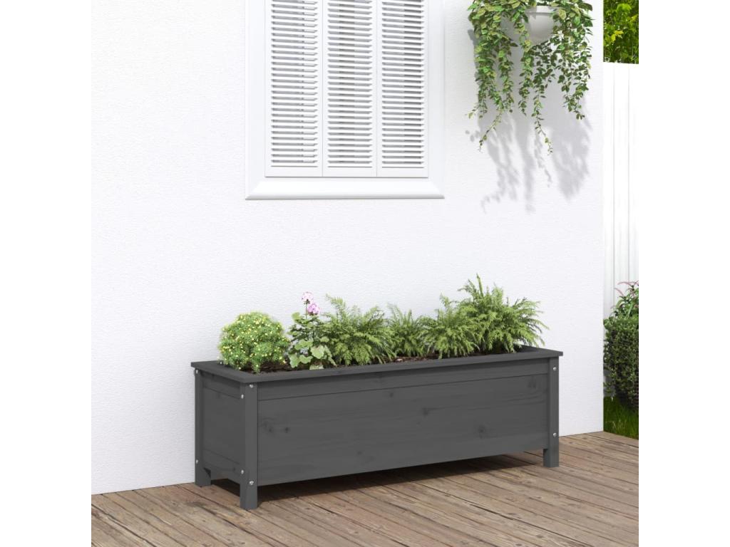 Grey raised garden bed 119.5x40x39 solid pine wood 92412TOWL