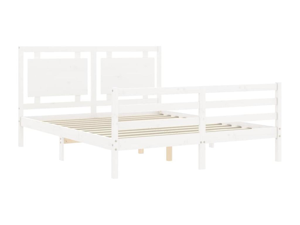 Bed frame with white headboard, Nidchicshop solid wood, 48292JAFK