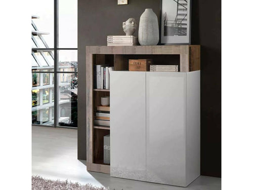 Calmetop Sideboard, Living Room Buffet, Kitchen Pantry, Made in Italy, 108x42x127 cm, Glossy White, Calmetop 28671BMQX