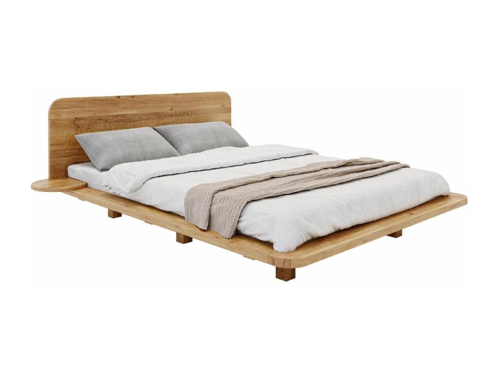Nidchicshop Solid Oak Floating Bed / 160x200 cm Warm Natural Color 93344QDAO