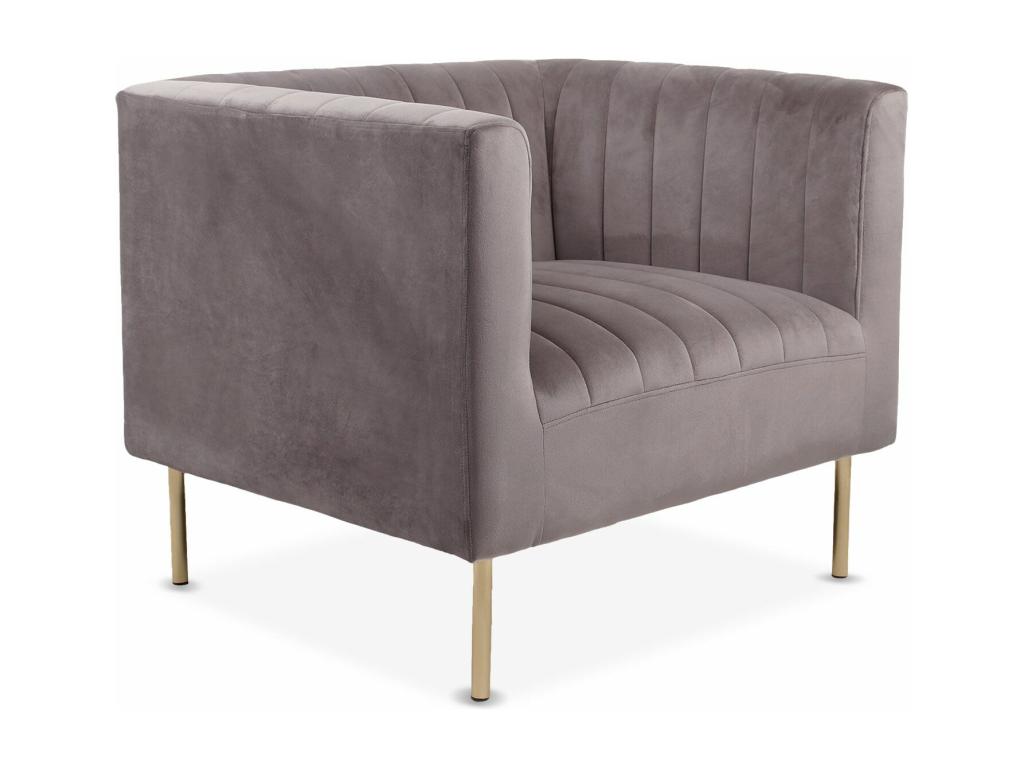 Modern armchair with vertical stitching, Nidchicshop, Grey Velvet 70798YVDE