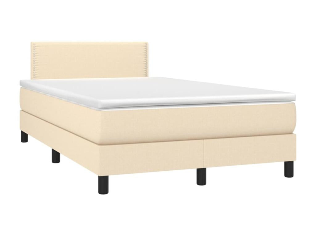 Upholstered bed base with mattress and LED lighting, Cream, 120x200 cm, Fabric 82314TIXQ