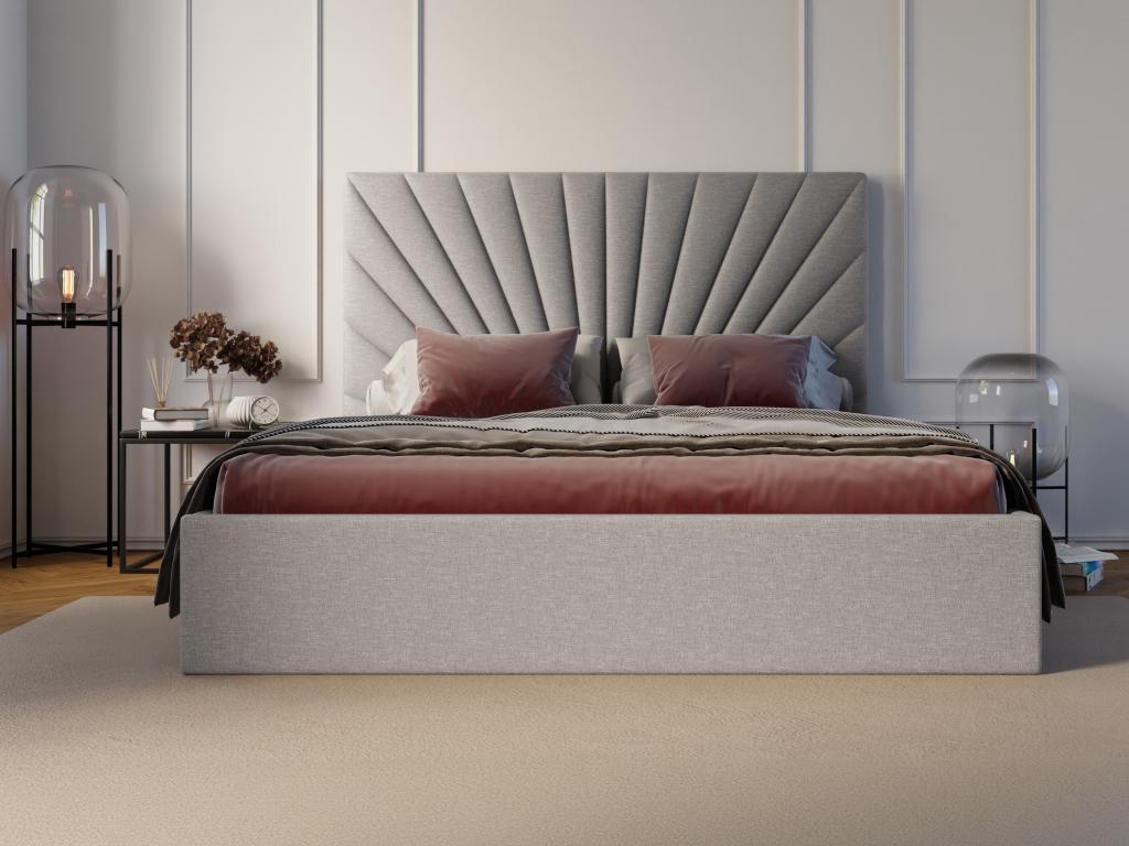 Storage bed 140x190 cm - Fabric - Light gray - Calmetop 30809PFNE
