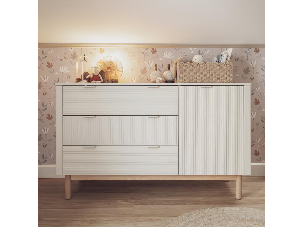 Calmetop Champagne 3-Drawer 1-Door Chest of Drawers 31382XHTY