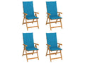 4-piece garden chairs with blue cushions, teak wood, 12656VIGK