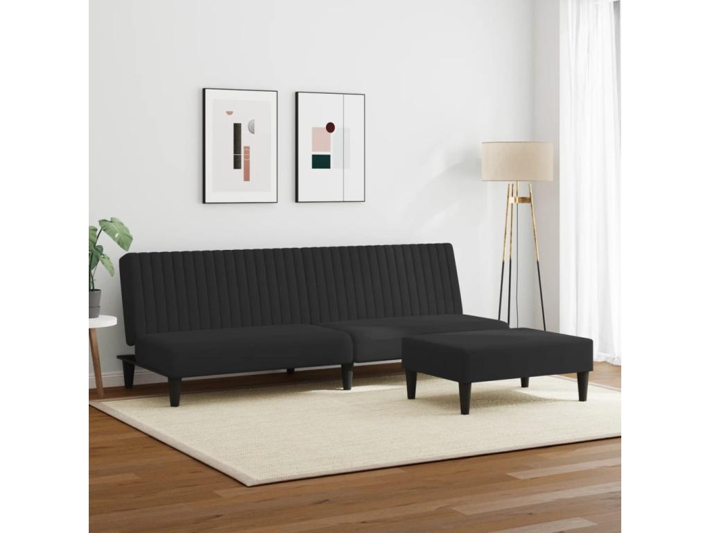 2-piece black velvet sofa set 94515LCQJ