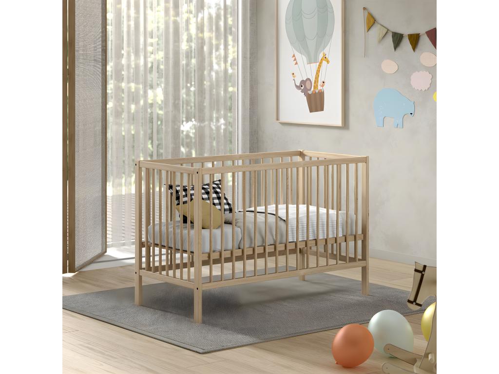 Baby cot 60x120 with slatted base included Nidchicshop Wood 78370XBDU