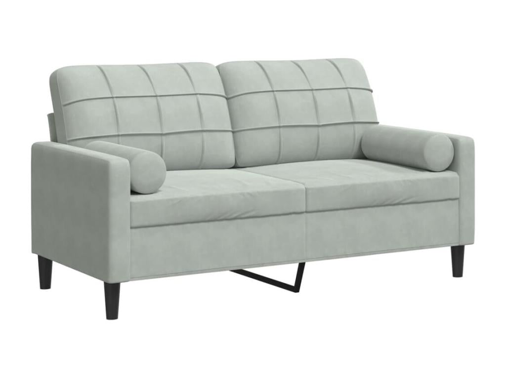 2-seater sofa with light grey cushions, 140 cm, velvet, 88765COJK