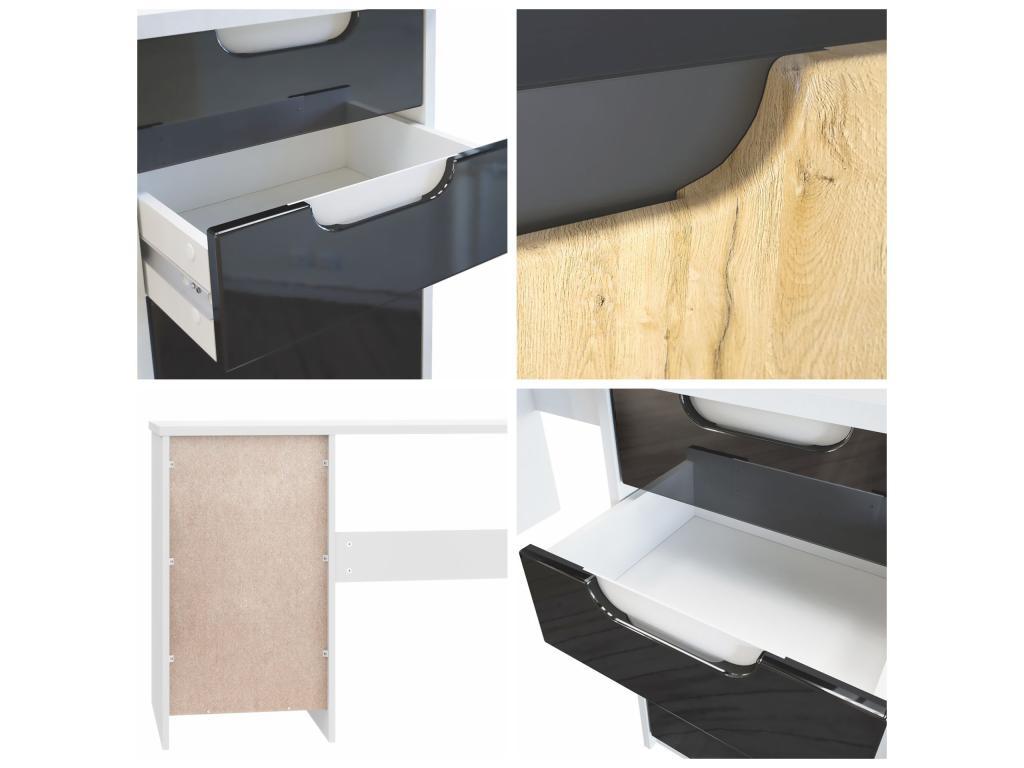 Matte Black and Dark Concrete Desk, WxHxD 129x76x60 cm, 63587BZFF