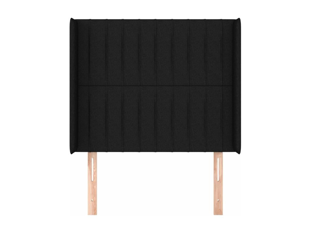 Headboard with wings, Black, 83x16x118/128 cm, Fabric, 65607CGVT