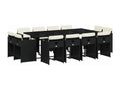 13-piece garden dining set with cushions, black resin wicker, 47495CRJG