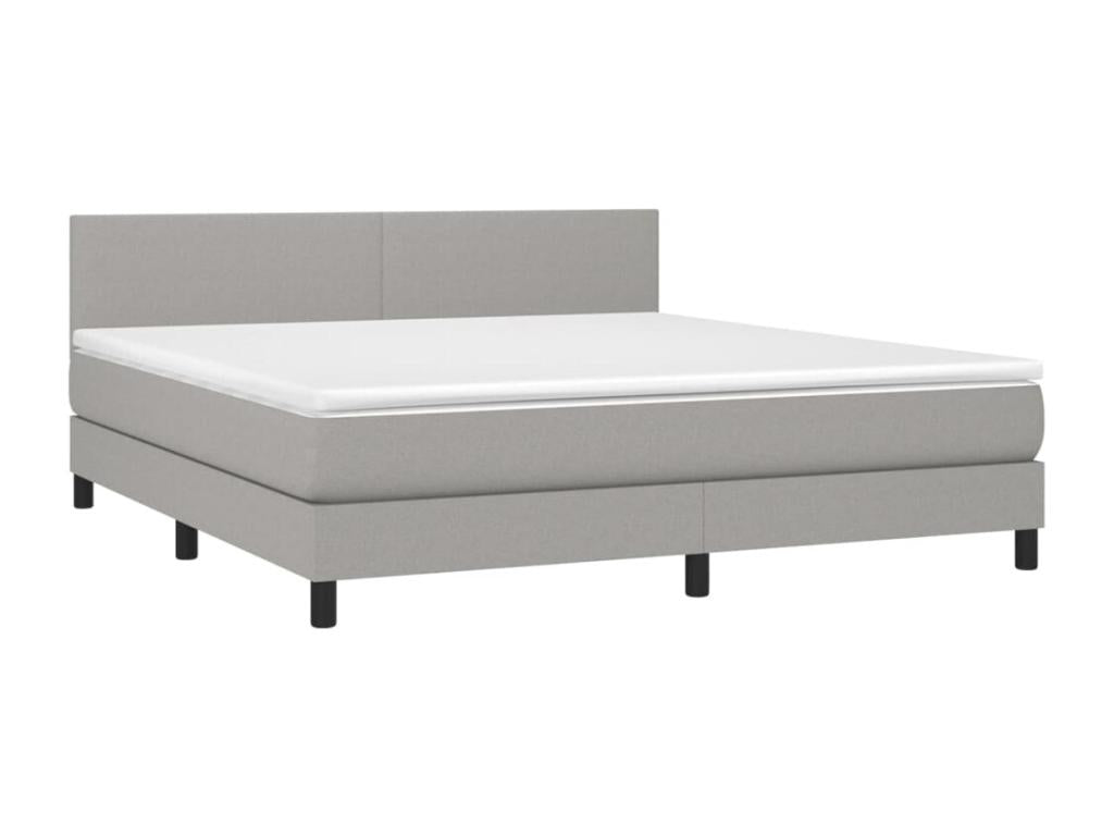 Nidchicshop bed base with LED light grey mattress, 160x200 cm, fabric, 86081XJVQ