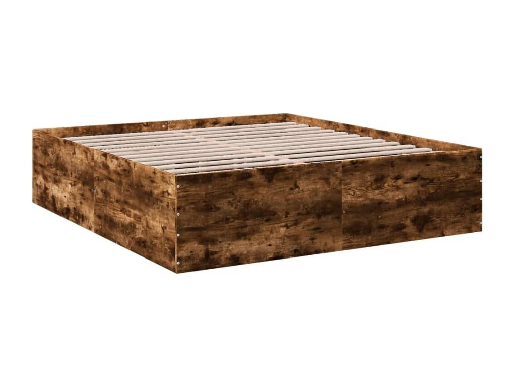 Smoked oak bed frame 200x200 cm engineered wood 96220AVYN