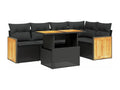 6-piece garden furniture set with cushions, black resin wicker 51304KSWJ