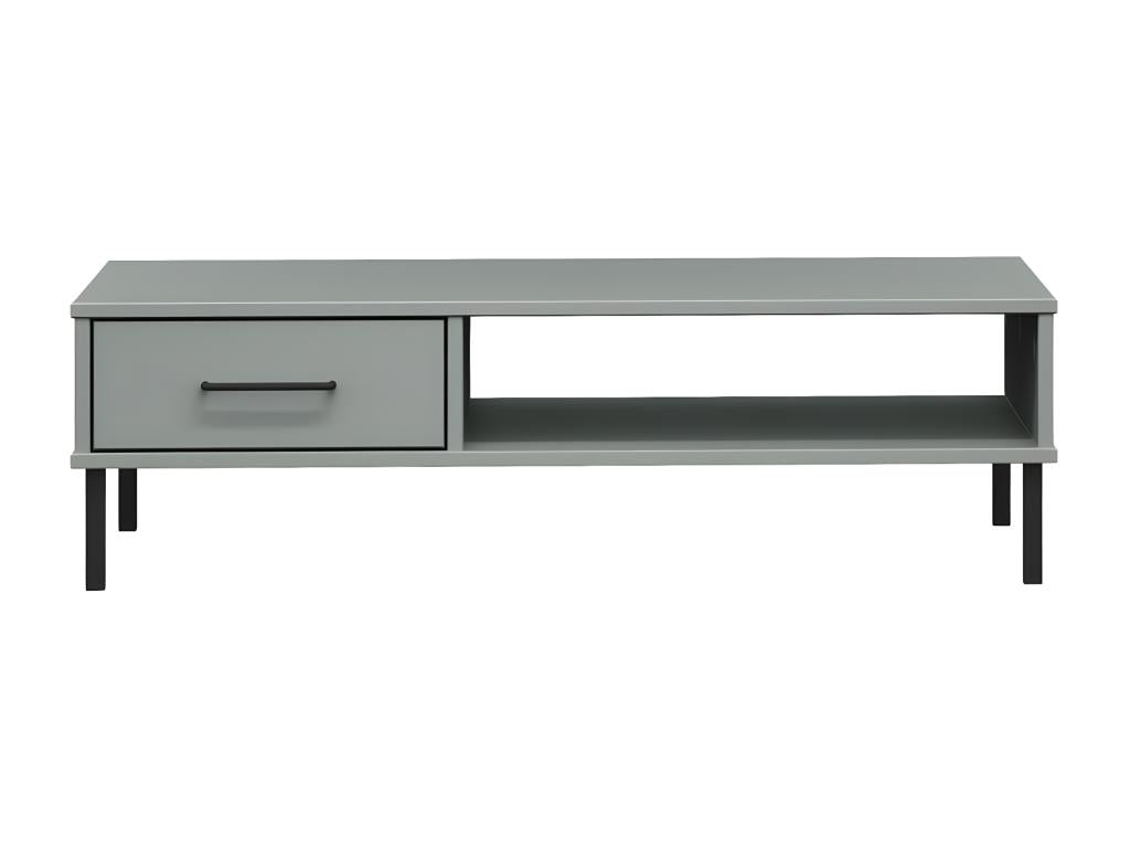 Coffee table with metal legs, grey solid pine wood, Bohometop 79651PVDC