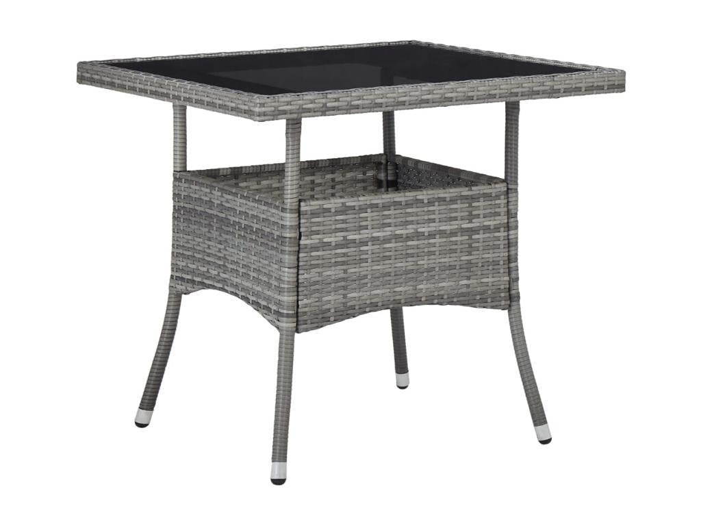3-Piece Garden Dining Set, Grey Wicker and Glass 34682YWZY