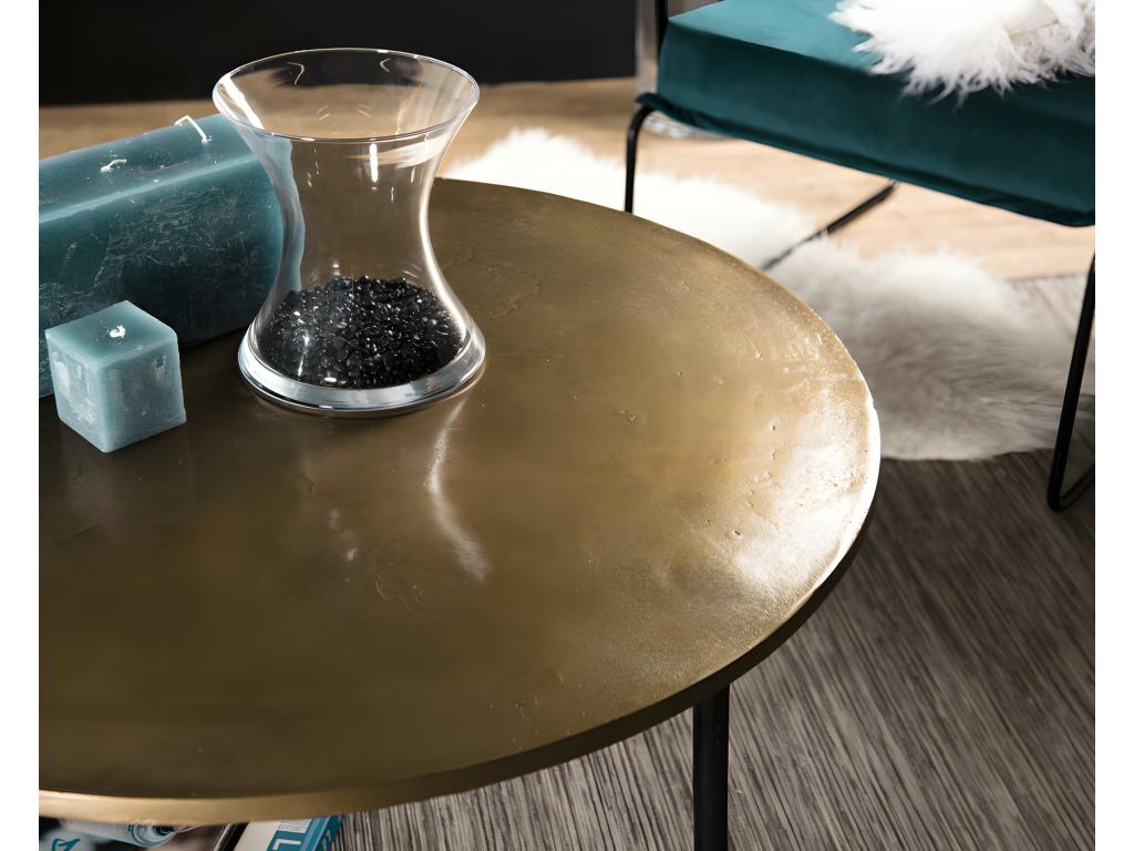 Bohometop - Round coffee table 80x80cm gold aluminum top black legs 94119LLIF