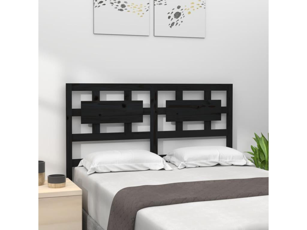 Black Headboard 205.5x4x100 cm Solid Pine Wood 24490EOWR