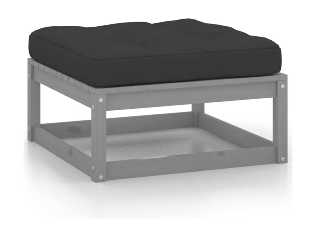 9-piece garden furniture set with cushions, grey, solid pine wood, 85927KZCZ