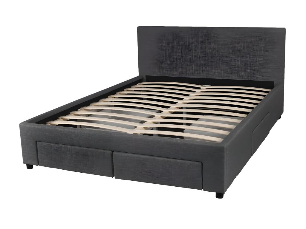 Calmetop Bed 140x190 with 1 slatted base and 4 drawers / Dark Grey 67499HKGN