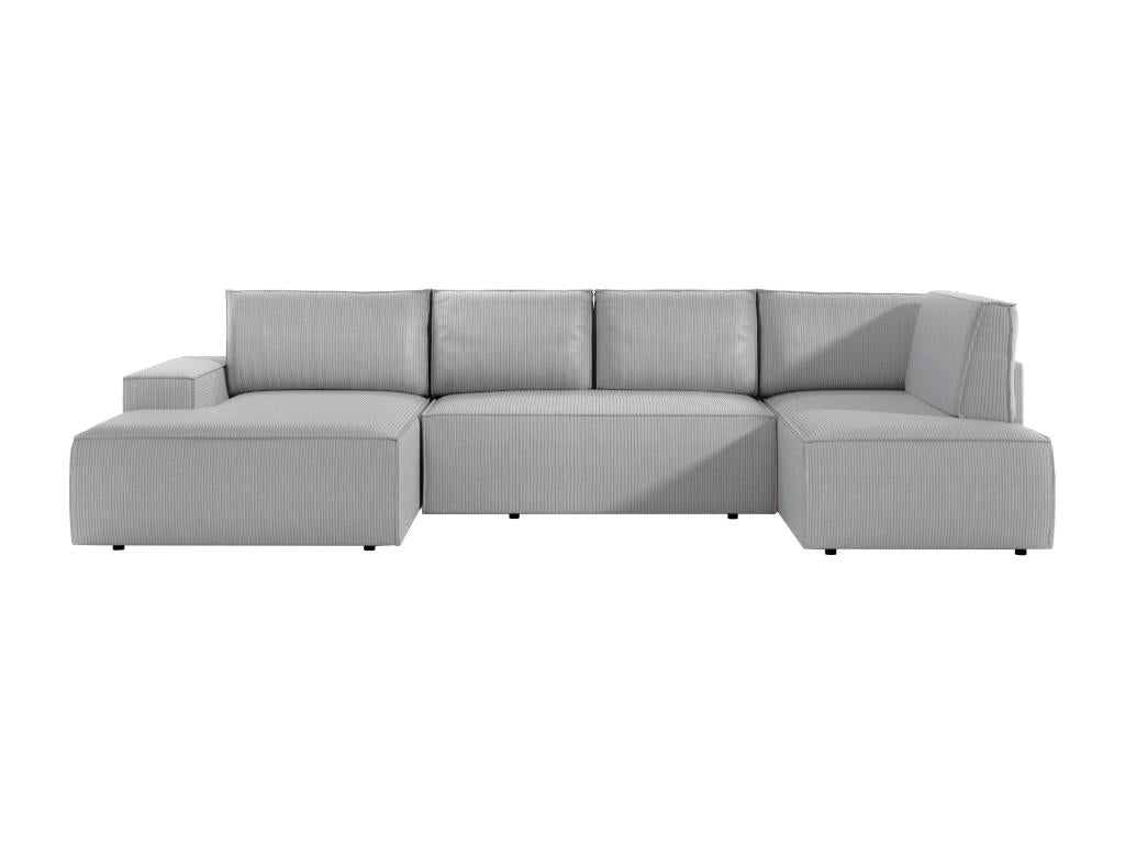 Large left-hand corner panoramic convertible sofa in light grey corduroy Nidchicshop 78632PVCT