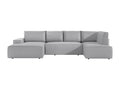 Large left-hand corner panoramic convertible sofa in light grey corduroy Nidchicshop 78632PVCT