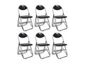 Folding dining chairs, set of 6, black faux leather and steel, 33621BIJX