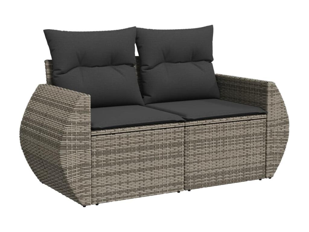 11-piece garden furniture set with beige resin wicker cushions 51286WQFJ