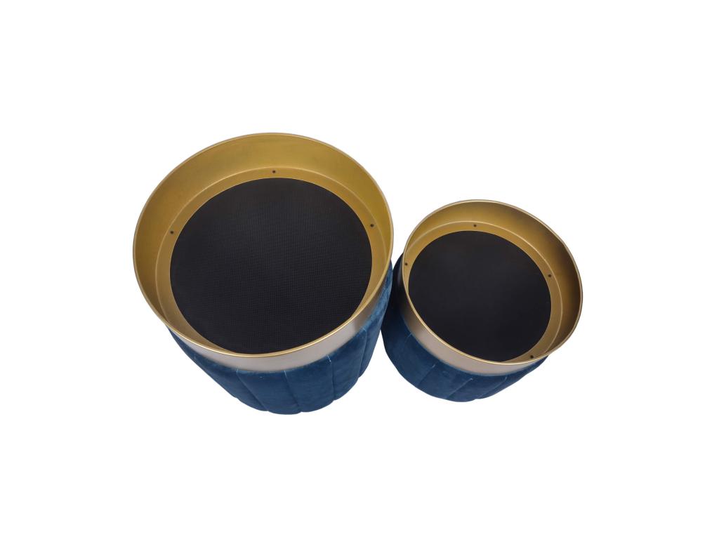 Set of 2 Blue Ottoman Stools with Storage for Living Room 77627PNWR