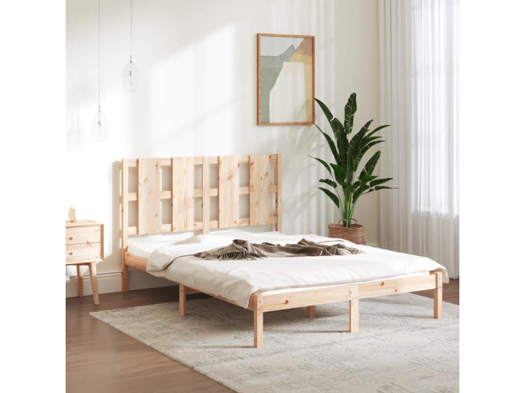 Solid wood bed frame 135x190 cm Double 98146QQDR