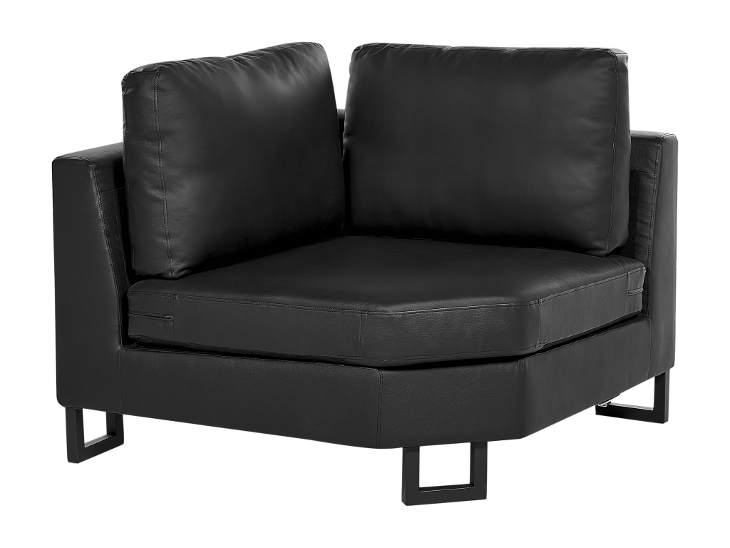 Right-hand corner sofa in black leather with adjustable headrest and washable covers, Stockholm II 61828FXWR