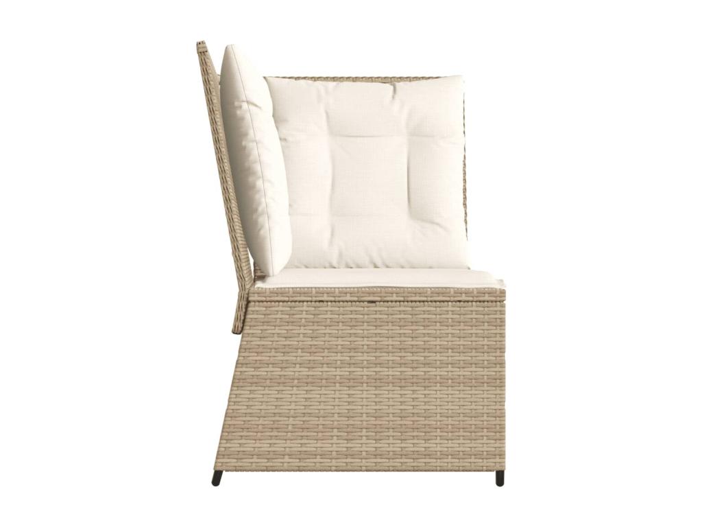 Garden corner sofa with beige cushions, woven resin 32776EPAI