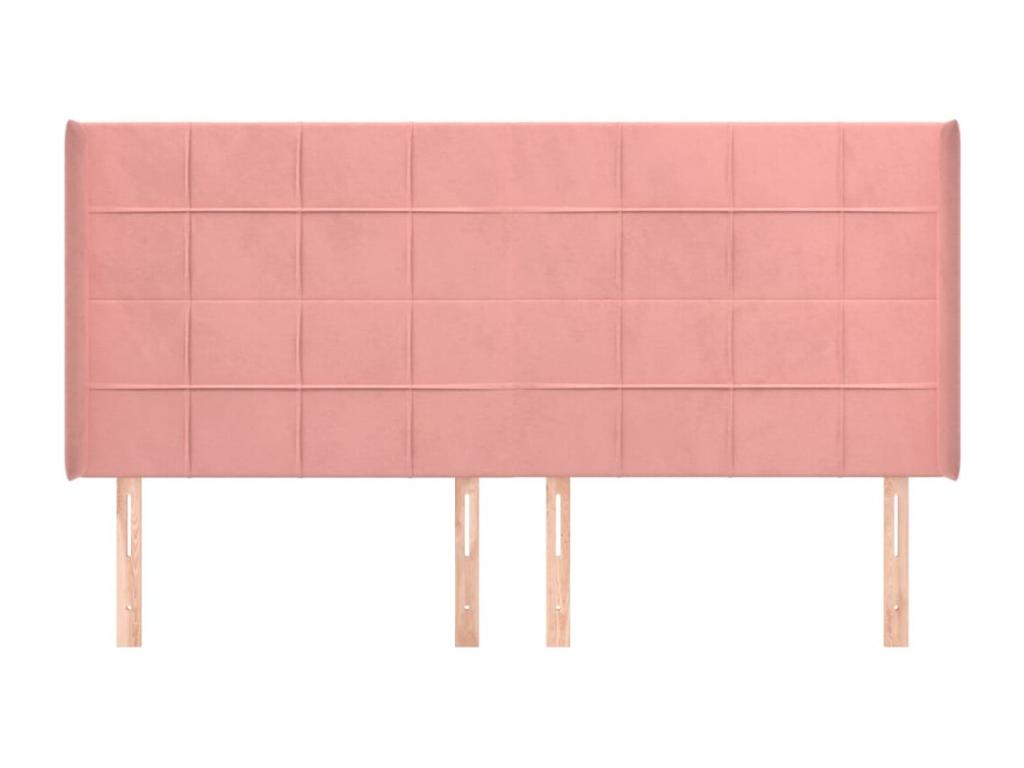 Headboard with wings, Pink, 163x16x118/128 cm, Velvet, 52259BGTM