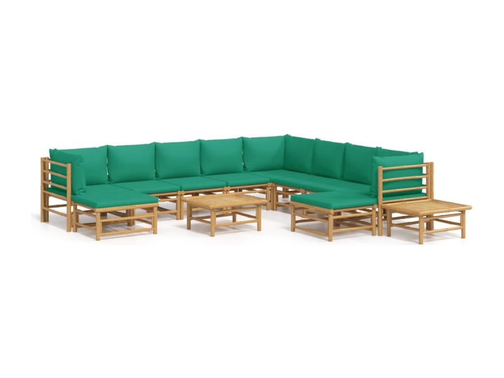 12-piece garden furniture set with green cushions, Nidchicshop 85227UGUC