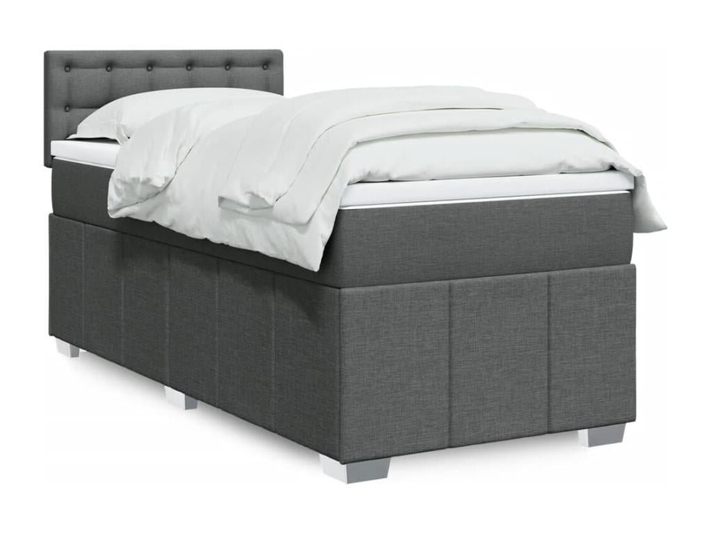 Nidchicshop bed base with mattress, Dark Grey 90x200 cm, Fabric 15092DTXD