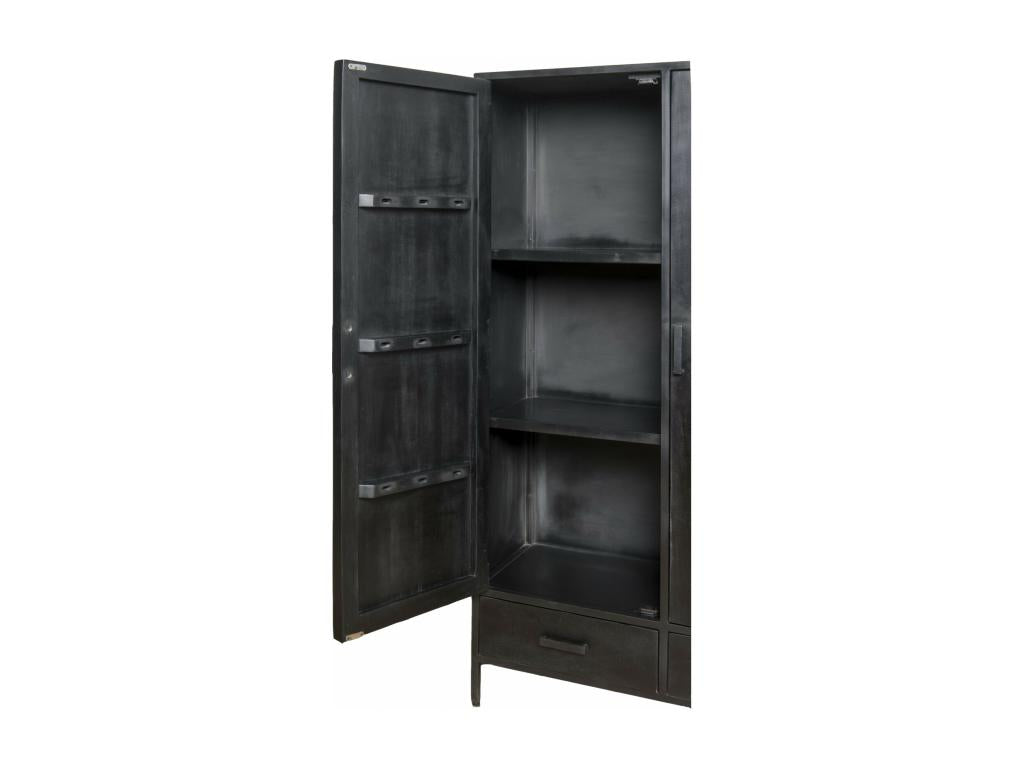 Nidchicshop high sideboard with 2 doors and 2 drawers in solid black mango wood and metal 14167OOEJ